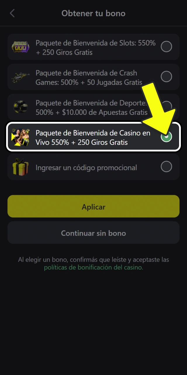 Activá tu bono de casino en vivo en Fortunazo.