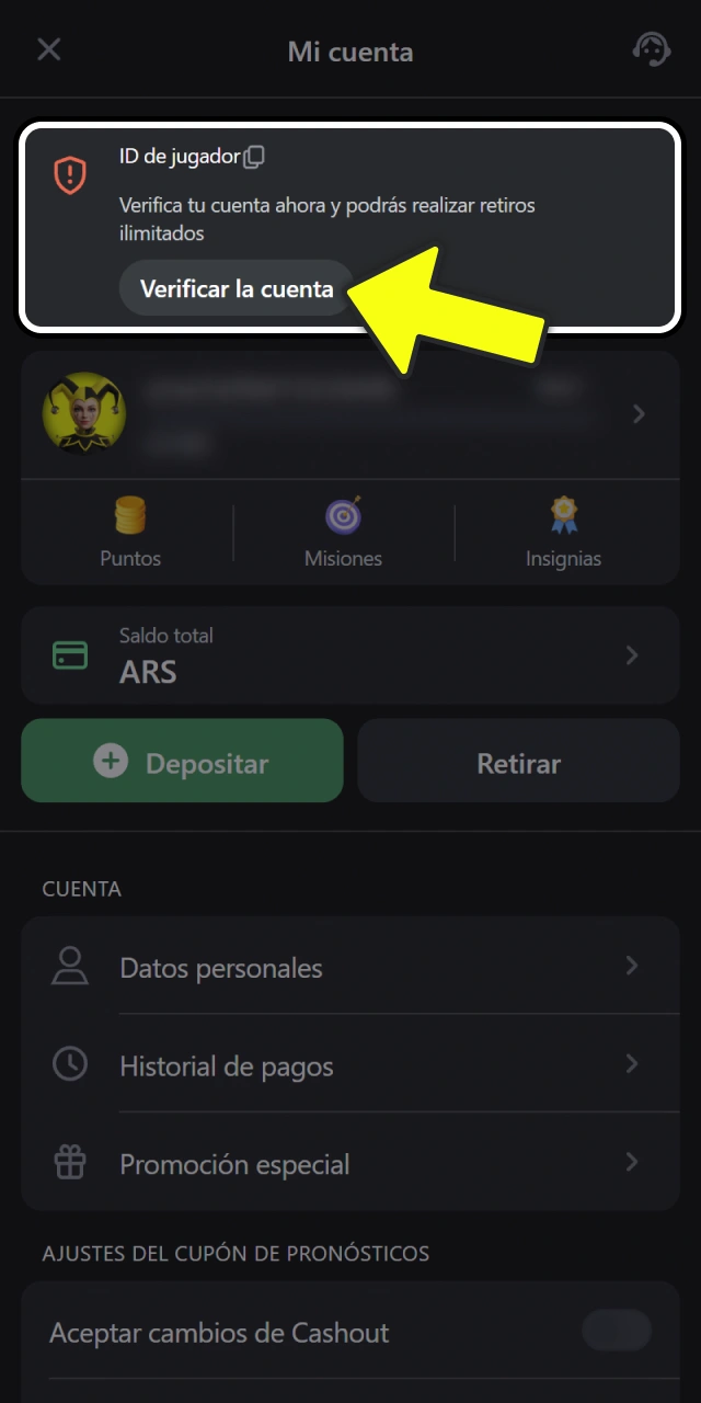 Verificá tu identidad para habilitar la cuenta en Fortunazo oficial.