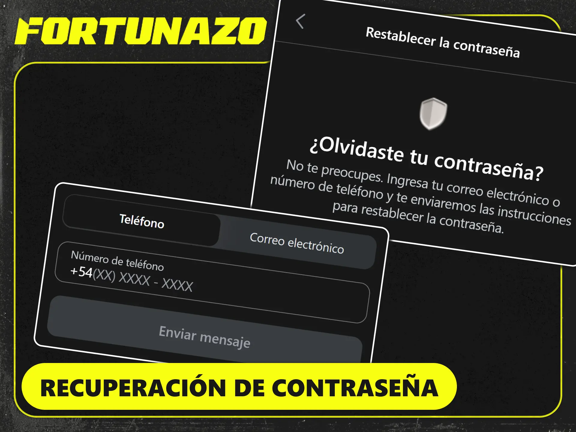 Restablecé la contraseña de acceso a tu cuenta Fortunazo.