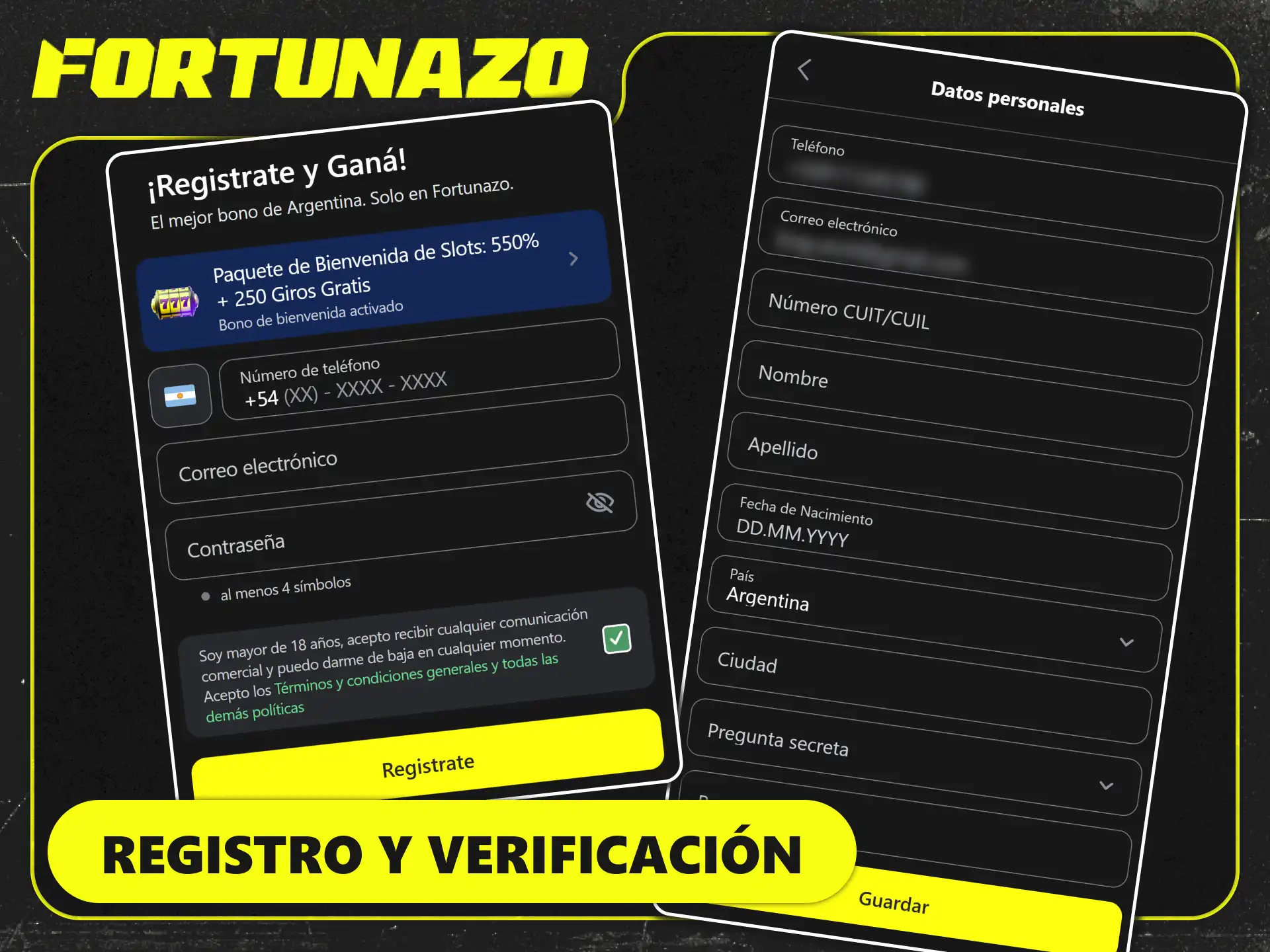 Completá el registro y verificación de identidad en Fortunazo.