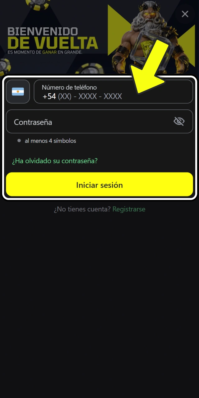 Iniciá sesión en tu cuenta personal para depositar en Fortunazo.
